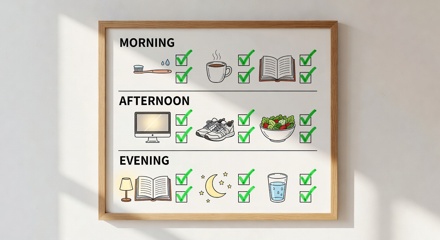 Daily routine habit board showing organized habits