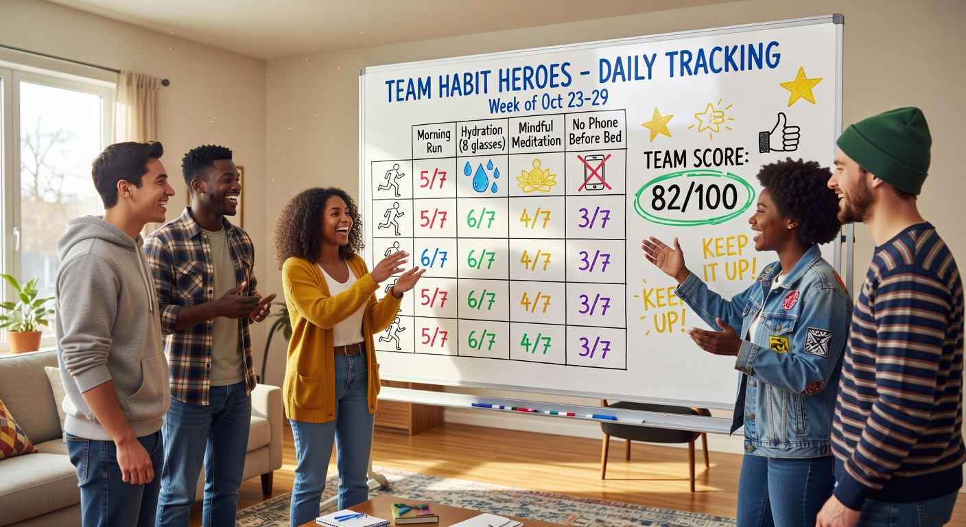 Friends sharing their habit achievements together