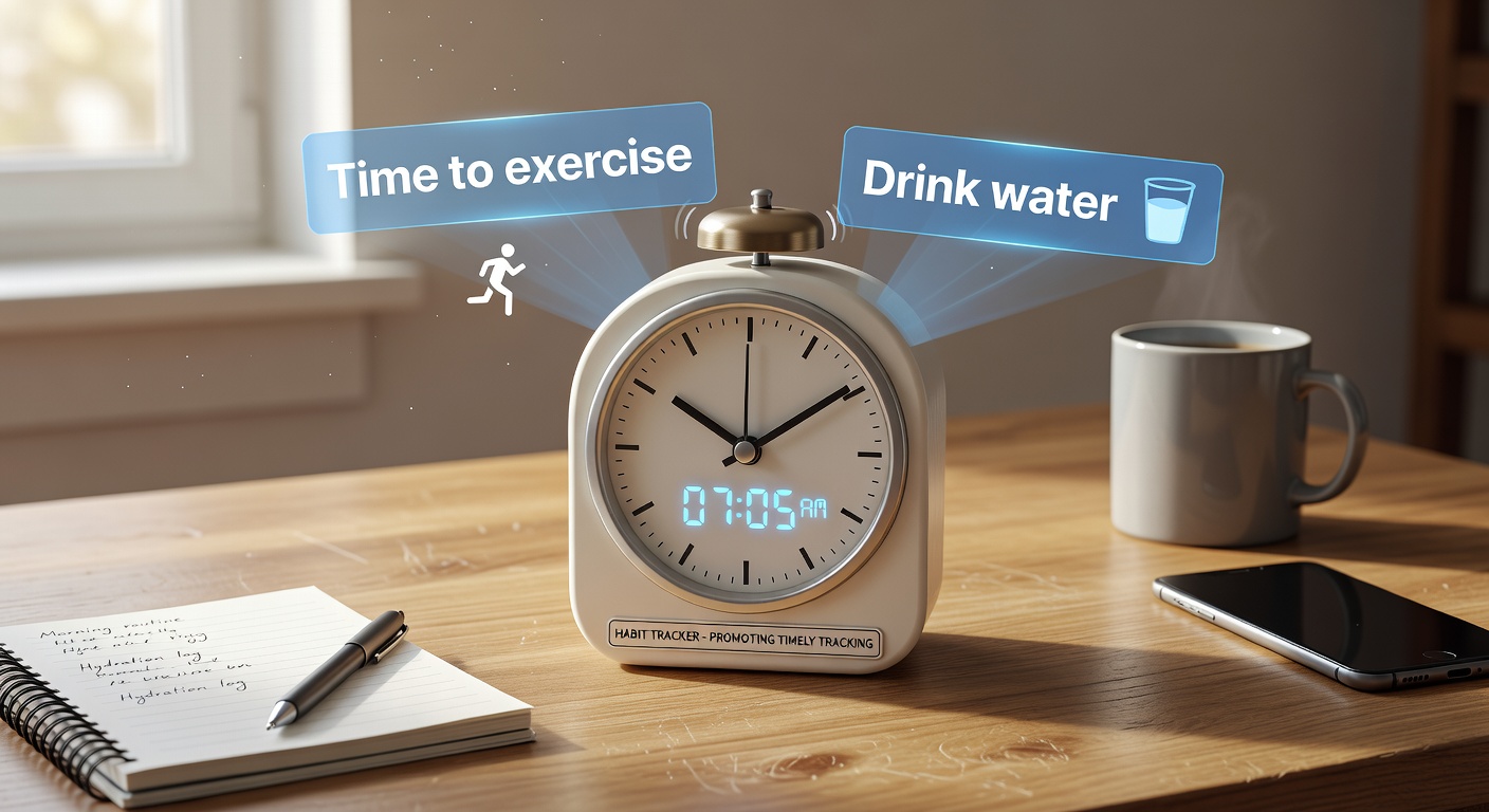 Habit alarm clock and notifications for consistency