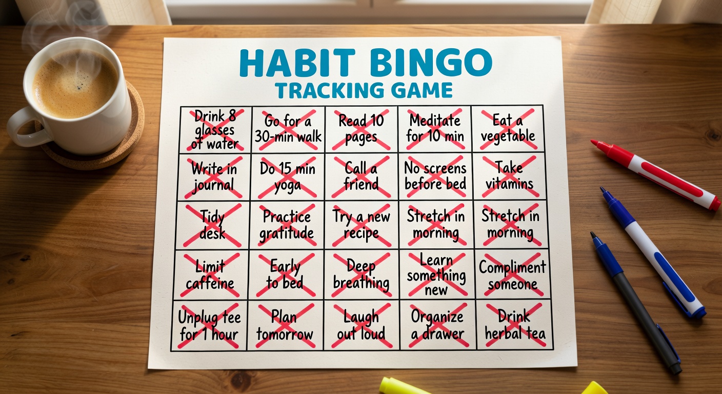 Habit bingo card representing habit tracking milestones