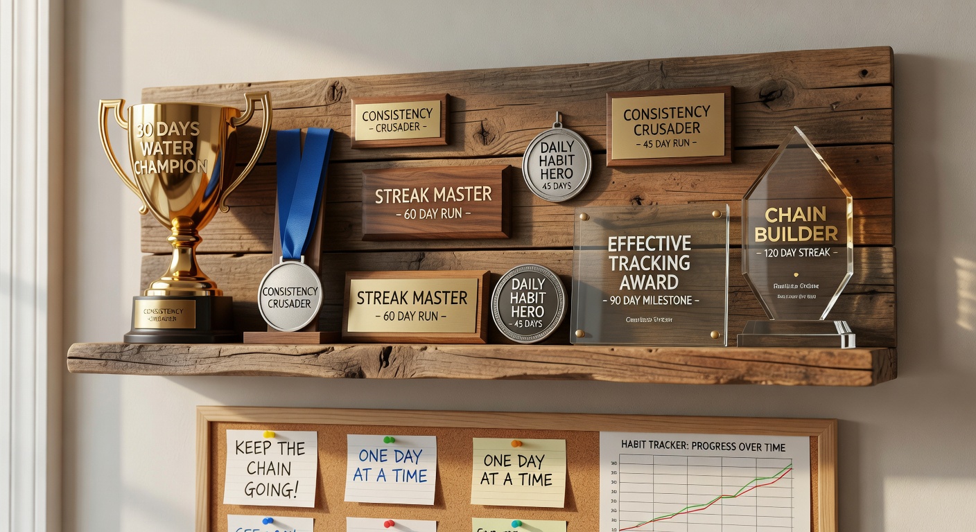 Habit trophy shelf celebrating habit achievements