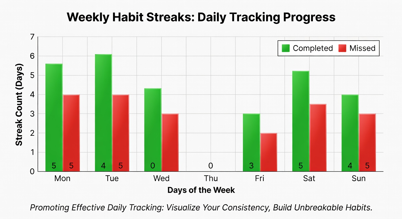 Weekly habit streak graph showing consistent progress over time